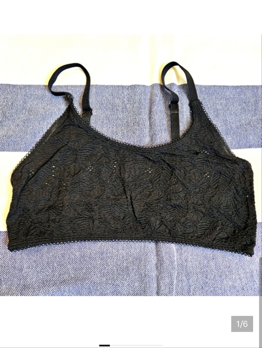 Fabletics Black Lace Bralette With Adjustable Spaghetti Straps Medium